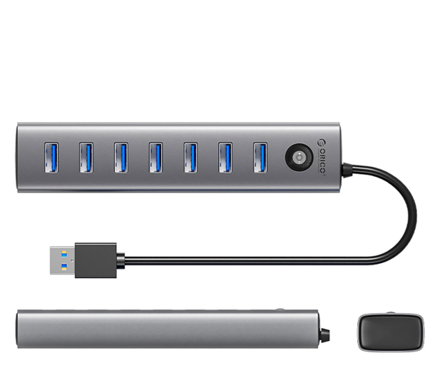 Orico USB-A - 7x USB-A 3.0, USB-C 5V/3A 1m - szary - 1343451 - zdjęcie 2